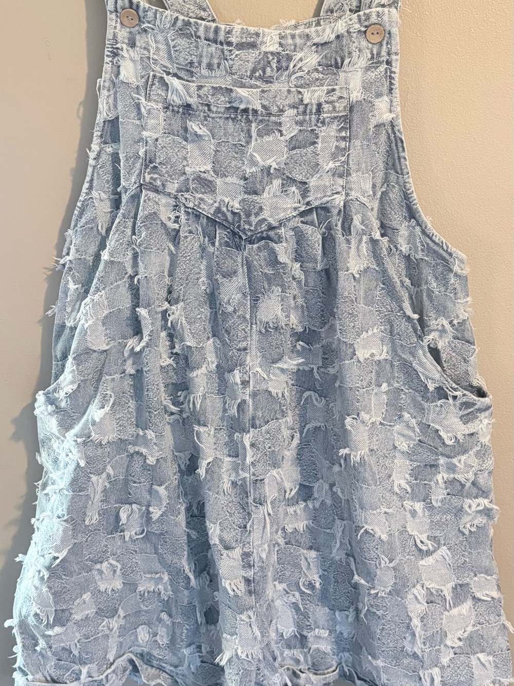 BiBi Light Blue Distressed Denim Romper